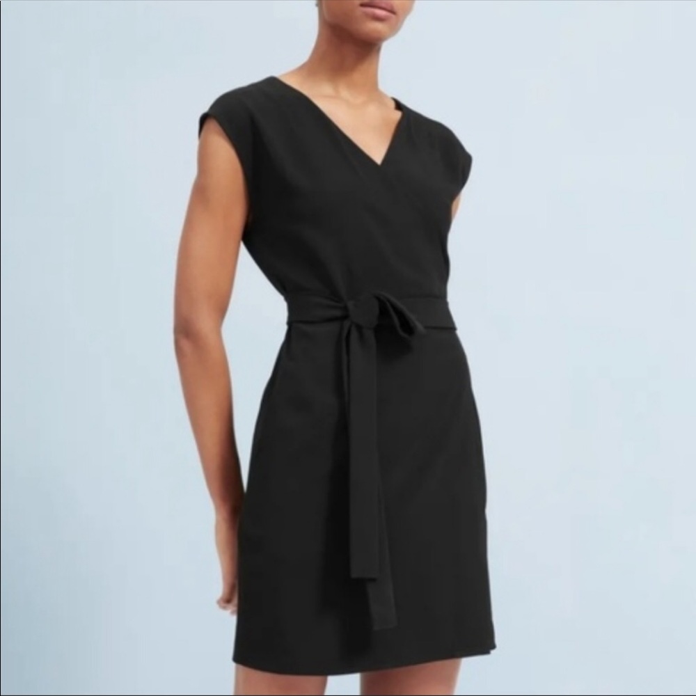 Everlane GoWeave Mini Wrap Dress Black 0